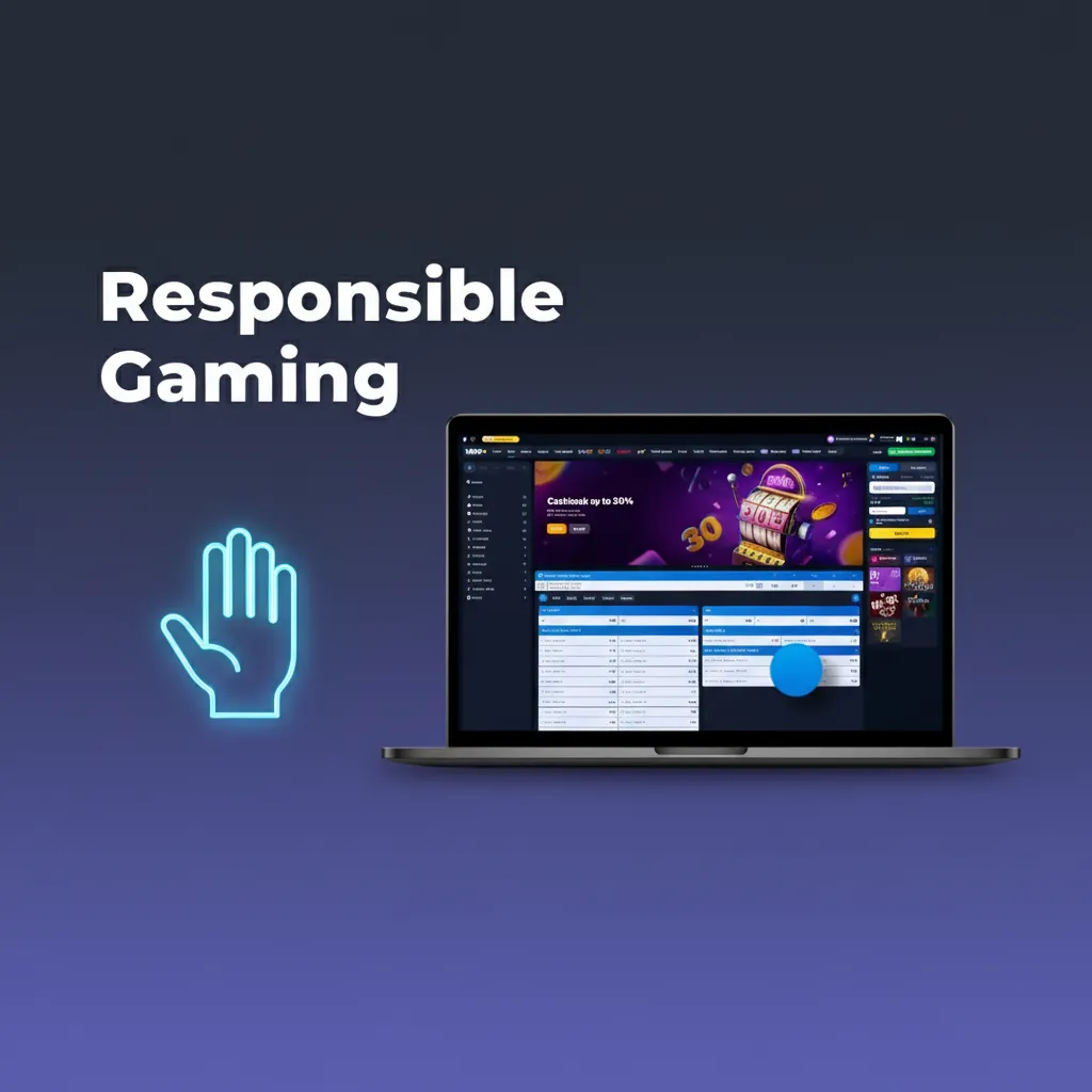 Responsible Gaming banner with icons: set limits, timeouts/self-exclude, avoid chasing losses, 18+ only, no credit, support