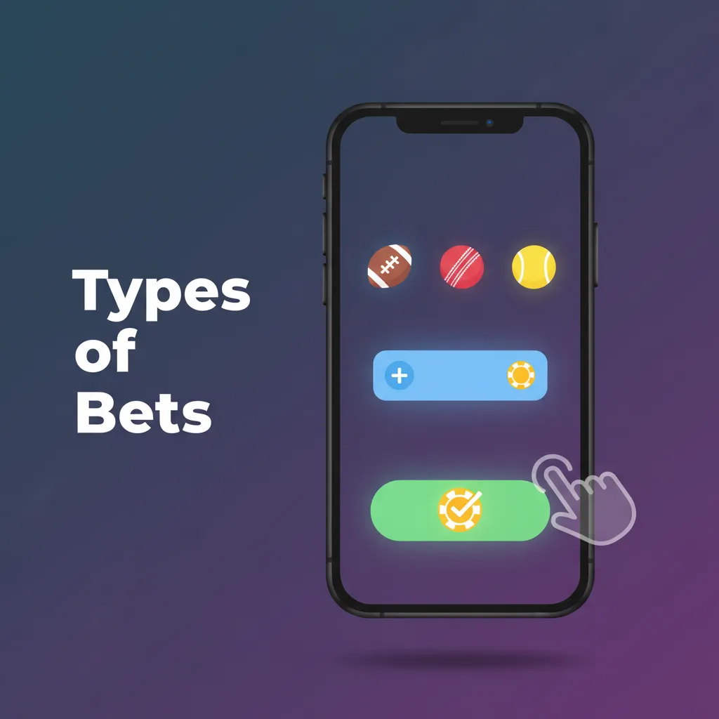 Types of Bets: Single: one result; Express: accum.; System: pays despite some losses; bet slip shows payout before confirming