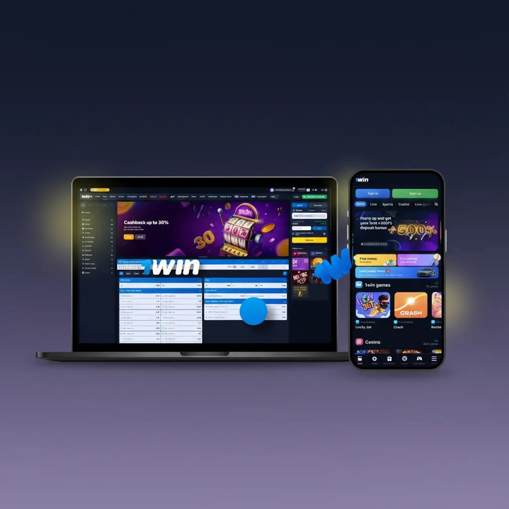 1win interface: top tabs Sports, Live, Casino, eSports, Bonuses, Support; right login, register, language, deposit; quick nav