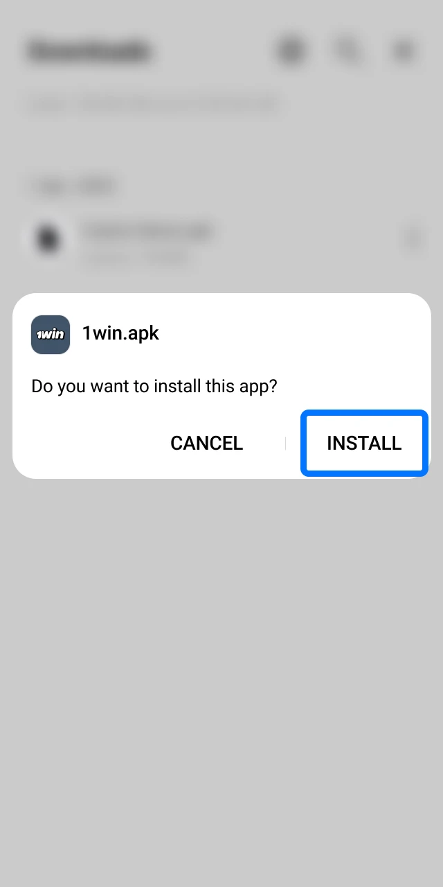 Complete the installation by opening the downloaded APK file to launch your new 1win app.