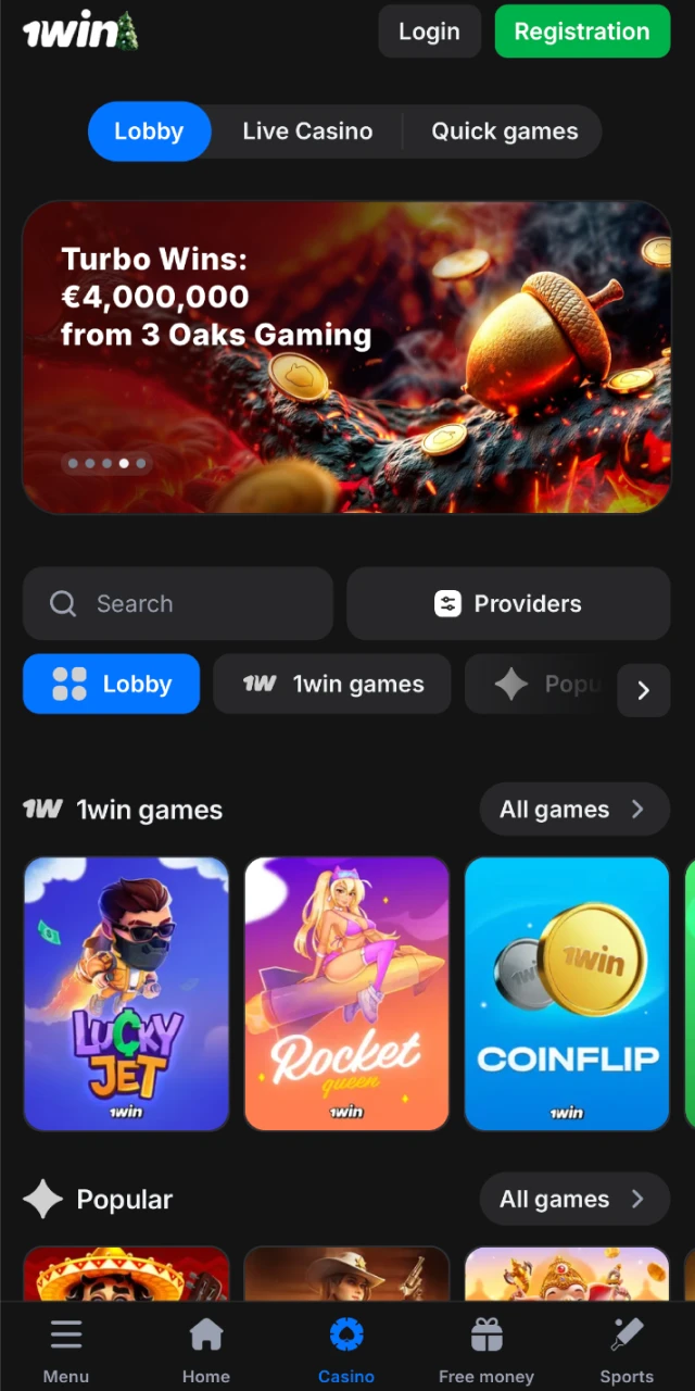 Discover and play thousands of casino games right from your phone with the 1win app.