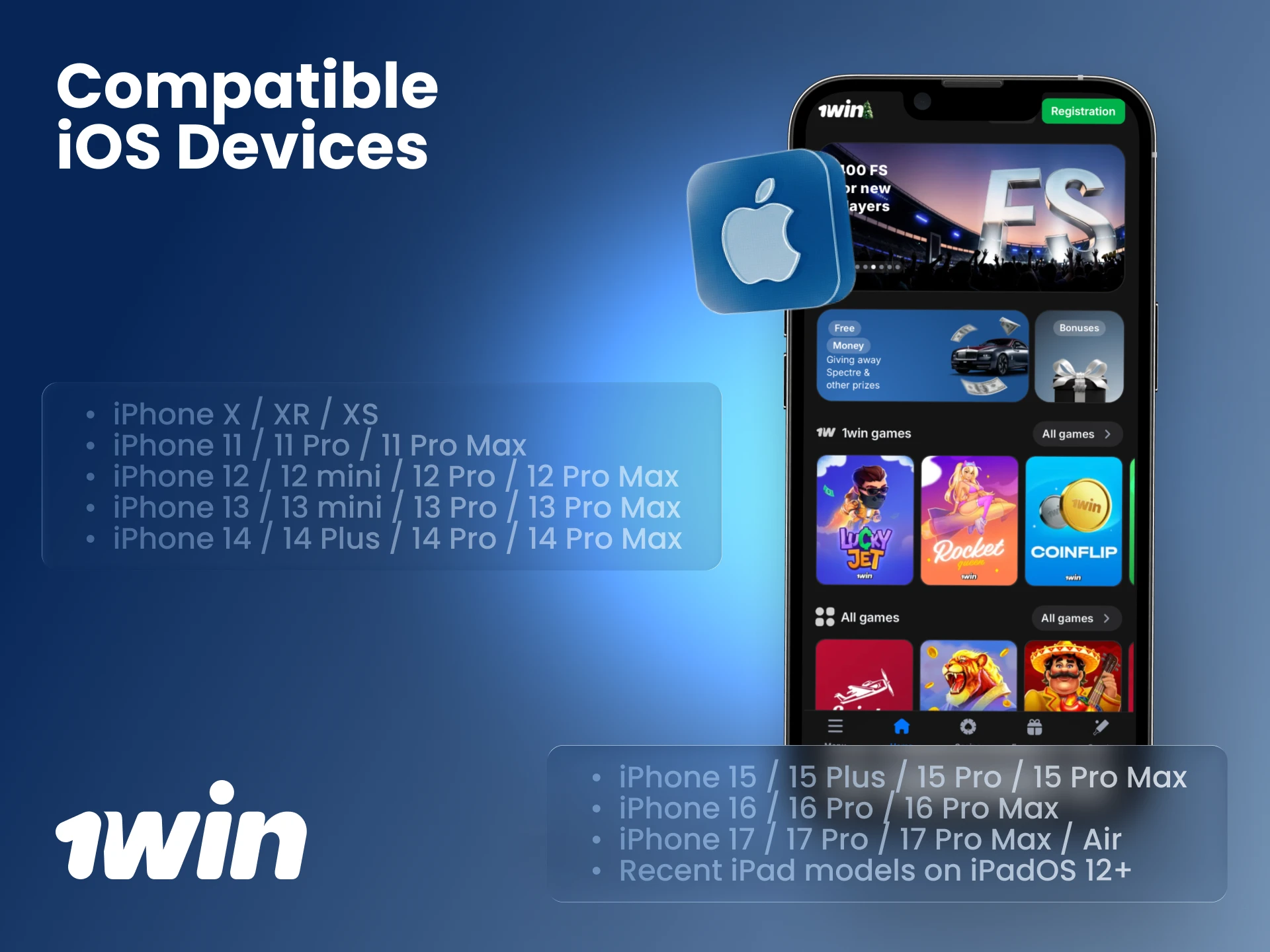 Verify your Apple device's compatibility to run the optimized 1win web app seamlessly.