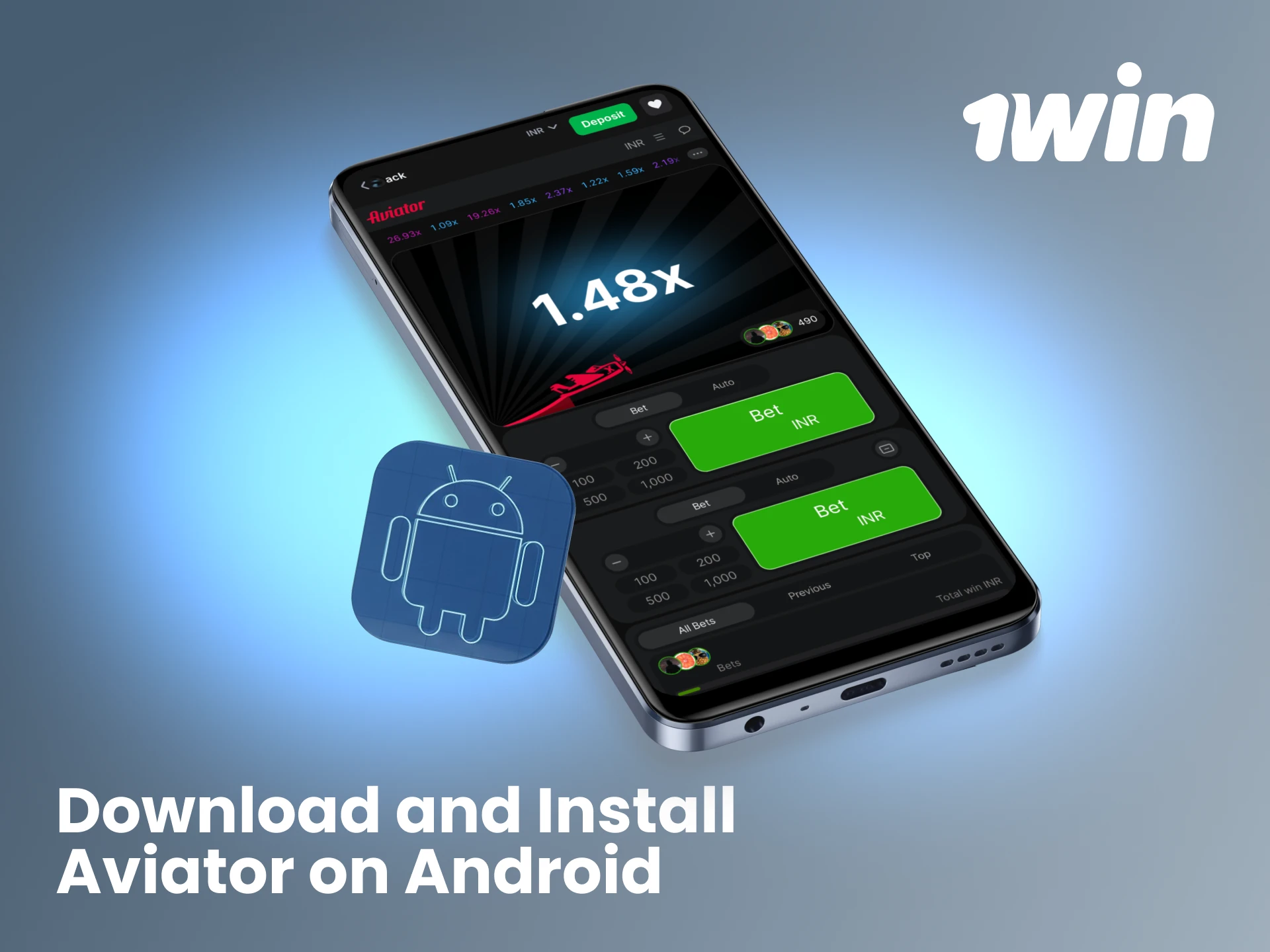 Follow simple steps to download and install the 1win app to play Aviator on your Android device.