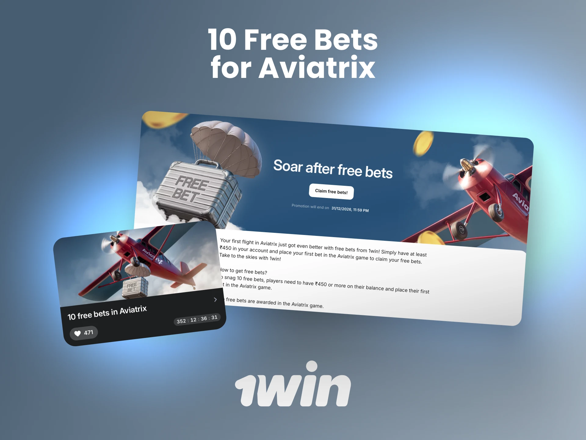 Receive 10 free bets to try the exciting Aviatrix crash game on the 1win platform.