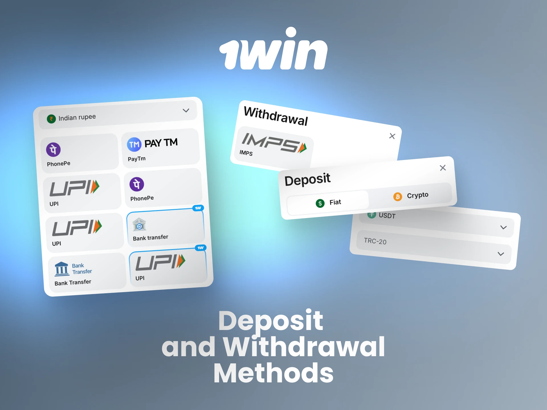Use a variety of trusted local and digital payment methods for all your transactions on the 1win platform.