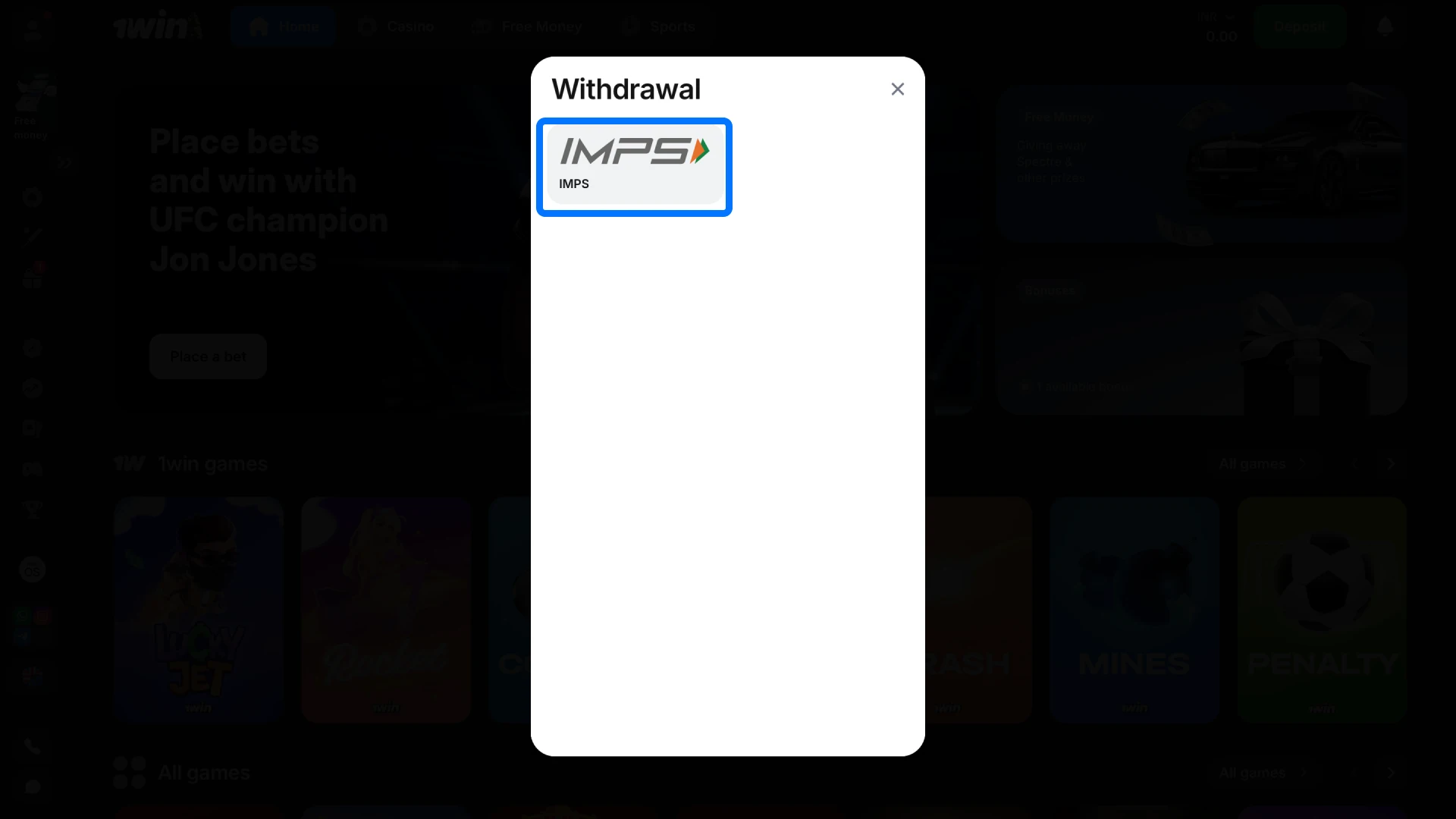 Choose your preferred and verified payment channel for receiving funds from your 1win account.