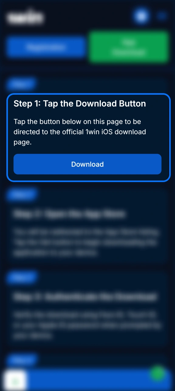 Tap the iOS download button to start the installation process.