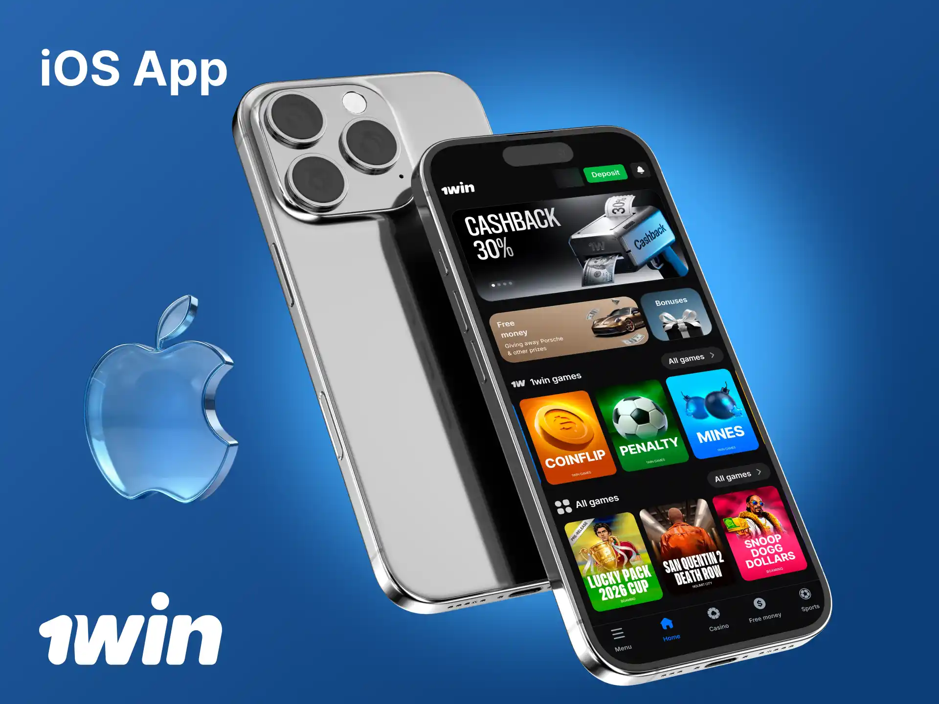 Download and install the official 1win mobile app for iOS.